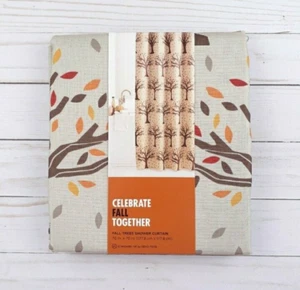 Fall Fabric Shower Curtain Autumn Trees Leaves 70x70 - Picture 1 of 3