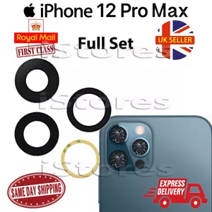 iPhone 12 Pro Max Replacement Rear Back GLASS Camera Lens Full Set with Adhesive - Picture 1 of 3