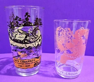 Vtg Lot 0f 2 Davy Crockett Collector Glasses 1950s 1960s History The Alamo - Picture 1 of 12
