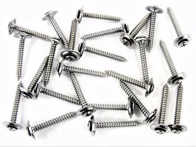 8 x 1-1/4 Phillips Loose Washer Chrome Trim Screws (Qty-25) #1074 - Image 1 of 4