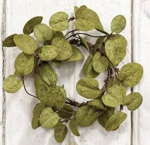3-1/2" Dark Green Penny Leaf Candle Ring Decor Accent - Picture 1 of 1
