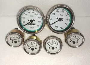 Smiths Replica Kit- Elec Temp + Oil + Fuel + Volt Gauge+Speedo +Tacho 85 mm W/C - Foto 1 di 3