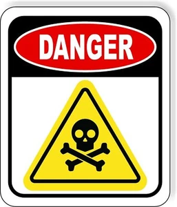 DANGER skull symbol YELLOW Metal Aluminum composite sign - Picture 1 of 5