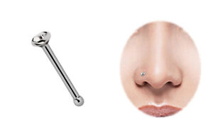 Titanium Piercing Nose Plug Nose Stud 0.8mm with Stopper and Zirconia Crystal