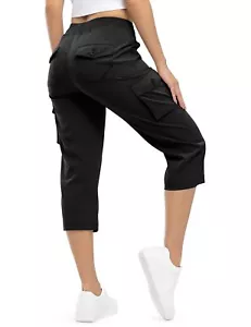 Womens Cargo Capris Hiking Lightweight Pants 6 Pockets Quick Dry Casual Outdo... - Picture 1 of 8