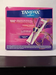 Tampax Radiant Duo Pack Tampons w LeakGuard Regular & Super Absorbency 38 Ct  - Picture 1 of 2