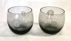 2 OAKLAND RAIDERS Roly Poly NFL Glasses Vintage Smoked Gray Whiskey Set vintage
