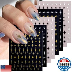 8 Blatt Gold Stern Nagelsticker für Nailart 3D selbstklebend Sterne Nailart - Bild 1 von 5