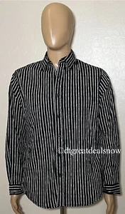 Smash Men's Black White Stripe Long Sleeve Button Up Size MEDIUM Shirt Casual - Picture 1 of 10