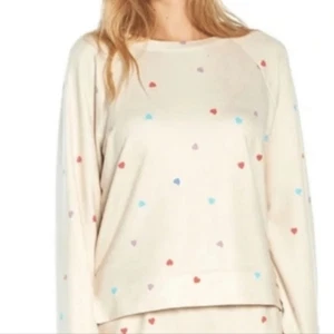 WILDFOX- Womens Cream Pastel Heart Print Pullover Cozy Sweatshirt, Plus Size XXL - Picture 1 of 10