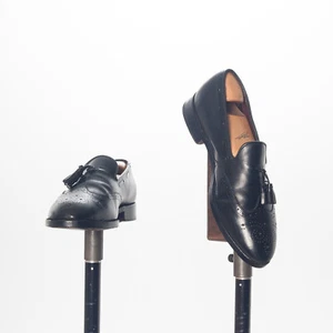 Mocassini BARKER nappa neri scarpe in pelle brogue UK8F - Foto 1 di 7