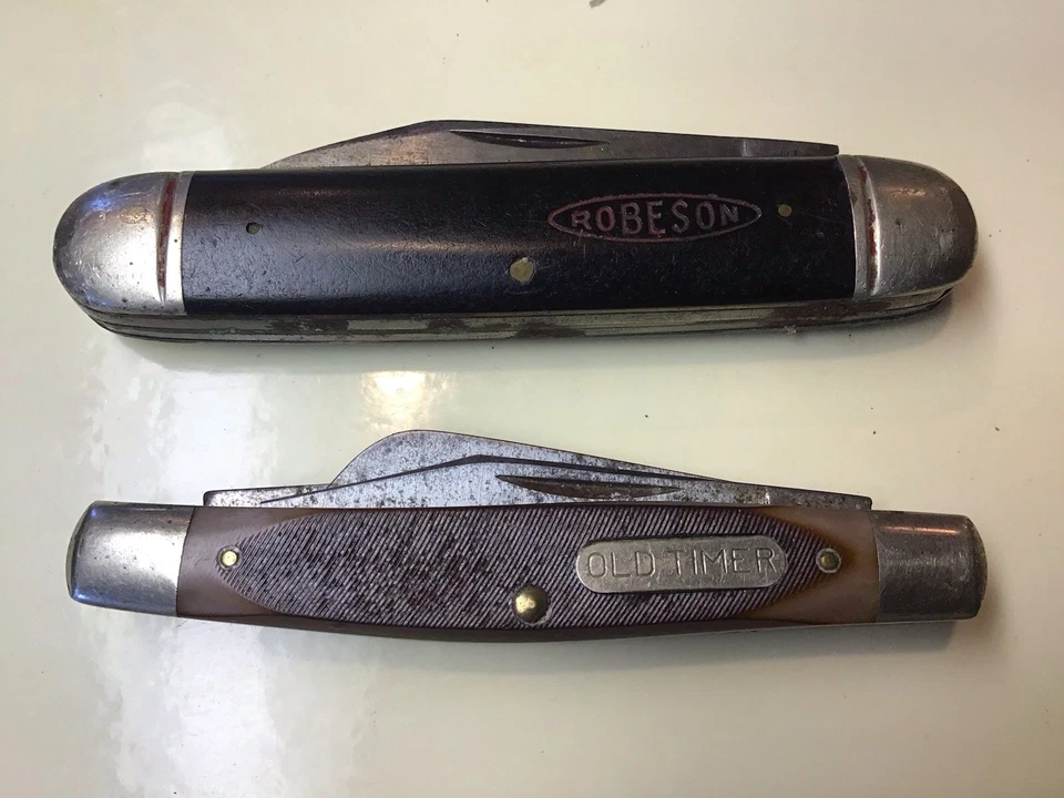 Винтажный карманный нож с 3 лезвиями ЛОТ ТОВАРОВ Robeson Shuredge Rochester NY Old Timer - Изображение 1 из 4