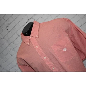 Chaps Dress Shirt Mens Size 4XB BIG Short Sleeve Performance Pink Plaid - Picture 1 of 6