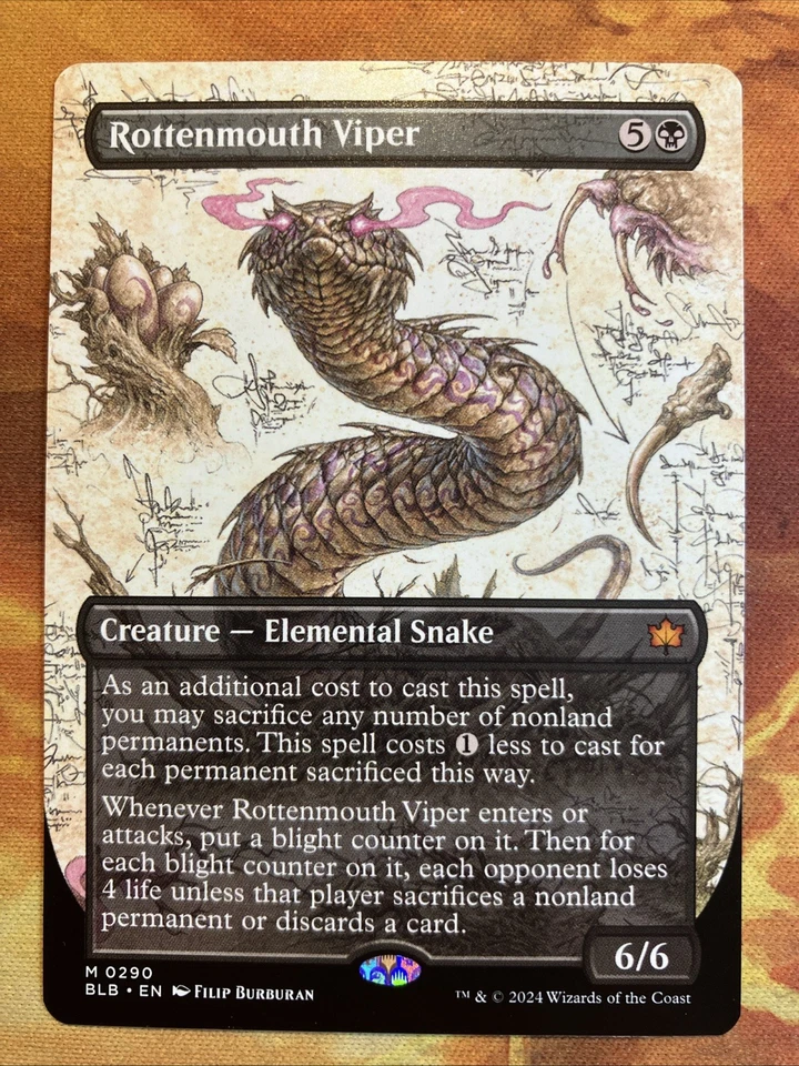 MTG Borderless Rottenmouth Viper Bloomburrow Black Mythic Near-Mint!!! - Image 1 of 1