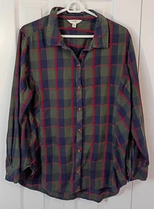 Grün kariertes geknöpftes Damenhemd - Langarm - ÜBERGRÖSSE 1X - 16/18W - Terra * Sky - Bild 1 von 2