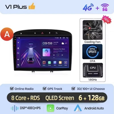 Autoradio Android 14 Peugeot 308 408 2012-2020 6G+128GB 8Core 4G+WIFI Carplay - Imagen 1 de 4