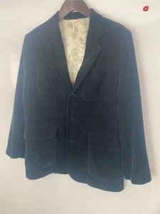 NAT NASH LUXURY ORIGINALS SILK CORDUROY UTILITY BLAZER SUIT JACKET IN BLACK - Picture 1 of 11