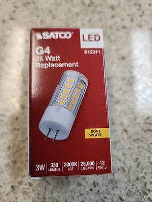 Satco 25W LED Base 3000K Dimmable Light Bulb S12311  G4  Soft White - Image 1 of 2
