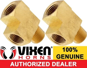 ½"NPT MALE TO TWO ½"NPT FEMALE TEE/T BRASS FITTING F/PIPE/AIR TANK 2PK VXA7612-2 - Picture 1 of 2