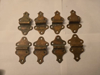 Juego de 8 bisagras antiguas de latón macizo para caja de hielo de longitud 43/8 pulgadas  Foto 1 de 4