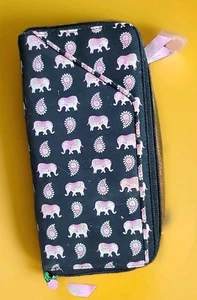 Vera Bradley PINK ELEPHANTS Zip AROUND Wallet CLUTCH Wristlet PURSE Tote NWT - Picture 1 of 6