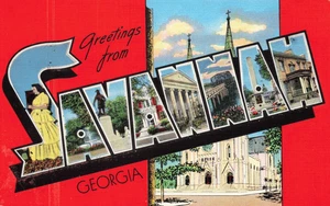 Postcard Large Letter Greetings from Savannah Georgia GA - Picture 1 of 2