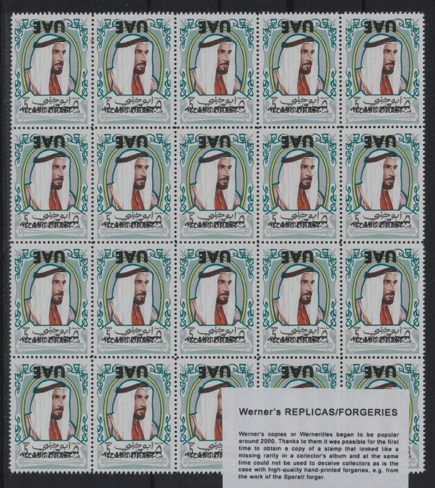 Sheet FORGERY - Werner's REPLICA of UAE - Abu Dhabi: 1972 Provisional issue - Image 1 of 1