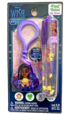 Disney Wish Grape Clear Plant-Based Floating Stars Lip Gloss & Keychain Clip - Image 1 of 2