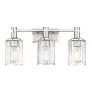 Concord 3-Light Bathroom Vanity Light in Silver and Polished Nickel - Picture 1 of 6