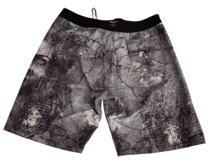 Affliction Boardshorts (passt 36-38) schwarz grau Augen Gothic Y2K AOP Badehose Schwimmen - Bild 1 von 9