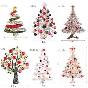 6x Weihnachtsbrosche Anstecker Strass Kristall Emaille Brosche Anstecknadel Weihnachtsbaum Weihnachtsmann - Bild 1 von 7