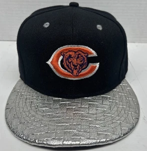 Vintage selten schwarz Chicago Bears verstellbar Druckknopflasche Mütze silber gewebter Look Schirm - Bild 1 von 12