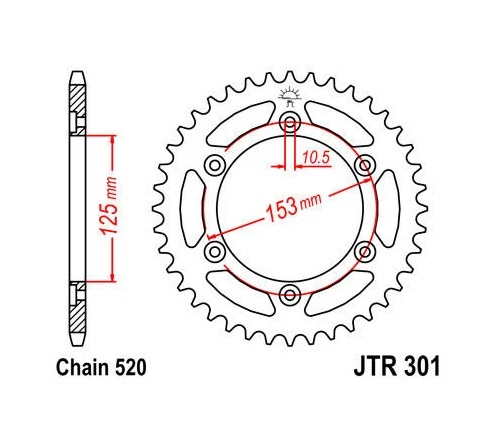 Roda dentada traseira de aço JT 520 48T #JTR301.48 compatível com Honda XR600R/XR250R - Imagem 1 de 1