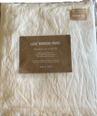 West Elm Luxe Window Panel Ivory Hidden Tab 48” By 63” curtain - Image 1 of 4