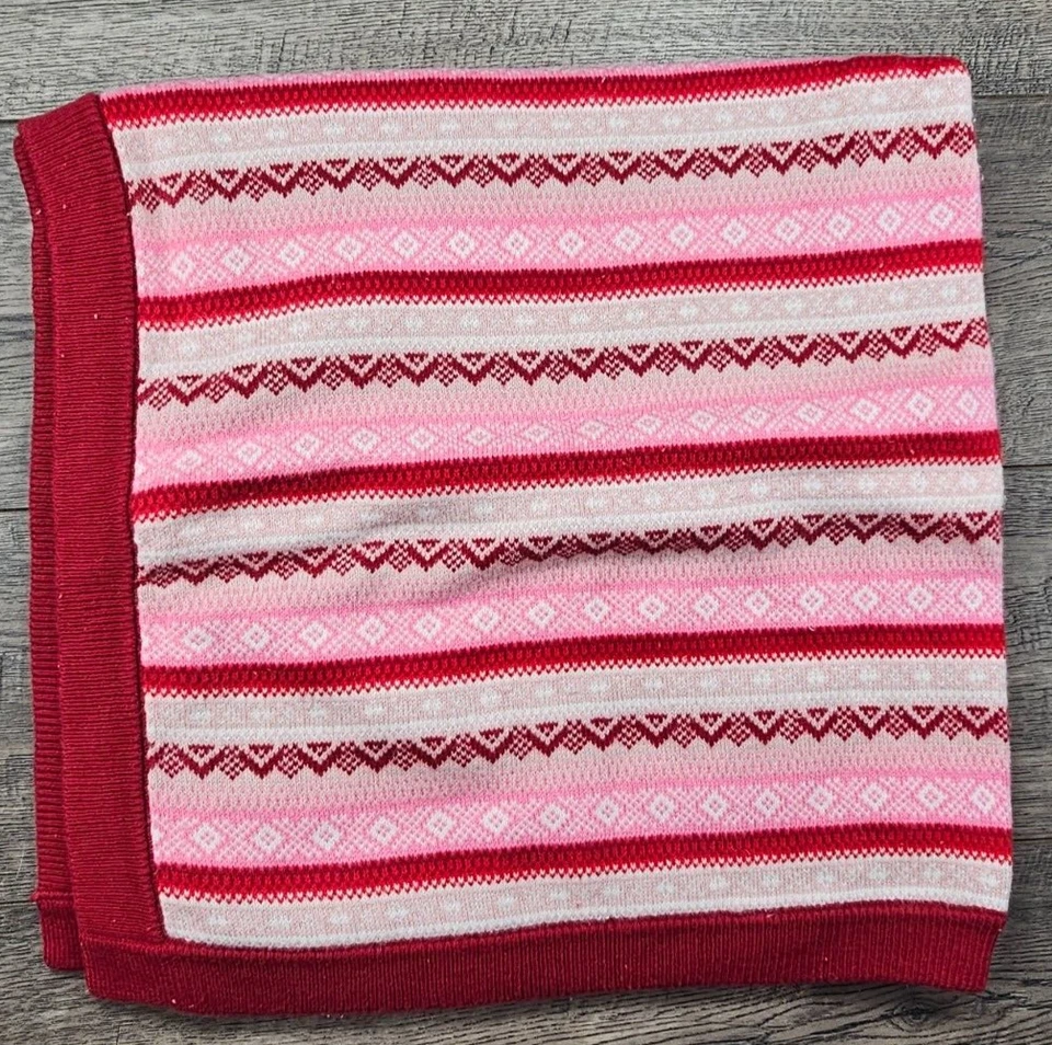 Gymboree Baby Girl Holiday Shop Red & Pink Knit Baby Blanket - Image 1 of 4