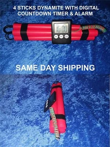 FAKE DYNAMITE BOMB WITH WORKING COUNTDOWN TIMER AND ALARM LOOKS VERY REALISTIC - Bild 1 von 1