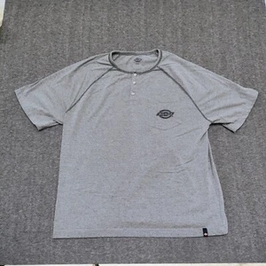 Dickies Henley Shirt Mens 2XL Gray Dickies Logo Cotton Blend - Picture 1 of 9