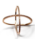 Sterling Silver Cubic Zirconia Criss Cross X Ring Rose Gold Tone Size 6  