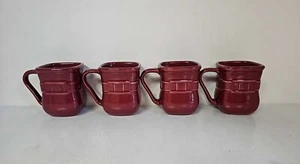 Set of 4 Longaberger Woven Burgandy or Paprika Red Square Coffee Mug - Picture 1 of 8