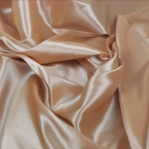 Beige Taffeta Fabric Silk & Satin Look Crisp Feel, Bridal Dress Wedding - Picture 1 of 3