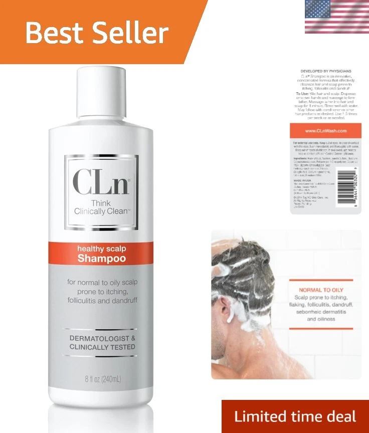 CLN Shampoo for Scalp Prone to Folliculitis Dermatitis Dandruff Itchy Flaky 8oz