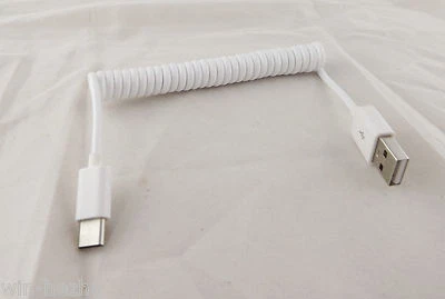 White 1M USB 3.1 C Type Male To 2.0 A Male Spiral Coiled Data Sync Adapter Cable - Image 1 of 4