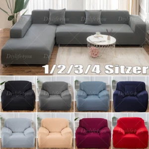 Sofabezug Ecksofa L Form Ecksofa Stretch Sofa Überzug Couchbezug 1/2/3/4 Sitzer - Bild 1 von 47