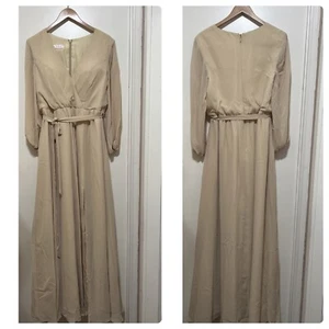A Line V- Neck Maxi Chiffon Lace Mother of the Bride Dress JJ's House 14 NWT - Picture 1 of 9