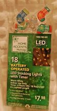 Home Accents LED 18 Stocking Christmas Lights Battery Operated With Timer