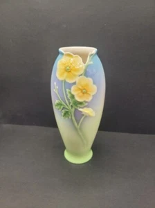 Franz Porcelain Vase Yellow Anemone Flowers Blush Ground FZ00001 - Picture 1 of 6