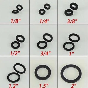 1/8" 1/4" 3/8" 1/2"- 2" Black O Ring Rubber Flat Round Ring Washer Seal Gaskets - Picture 1 of 13