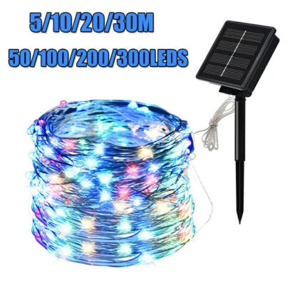 US 50-300 LED Solar String Light Copper Wire 8 Mode Home Garden Xmas Tree Decor - Image 1 of 4