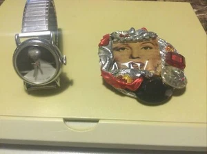 Marilyn Monroe Ladies Watch Vintage 80’s Mechanical Wind Not Working And Brooch - Picture 1 of 7