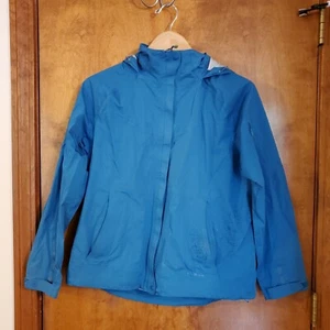 LL Bean Womens Rain Jacket Blue Size M  Full ZIP Floral Pattern - Picture 1 of 7